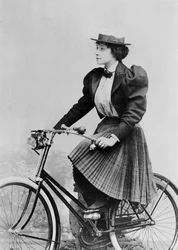 Julia Denis on a bicycle, 1893